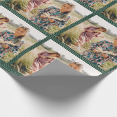 Weihnachten - Grünes geometrisches Foto Geschenkpapier (Ecke)