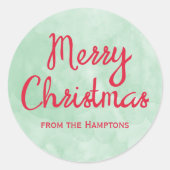 Weihnachten Grünes Rotes Wasserfarben Backgeschenk Runder Aufkleber (Vorderseite)