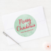 Weihnachten Grünes Rotes Wasserfarben Backgeschenk Runder Aufkleber (Umschlag)