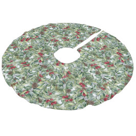 Weihnachten Grüntöne, Pine Cones & Berries Wasserf Leinenimitat Weihnachtsbaumdecke