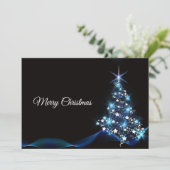Weihnachten Gruß Blue Shiny Tree Black Elegante (Stehend Vorderseite)