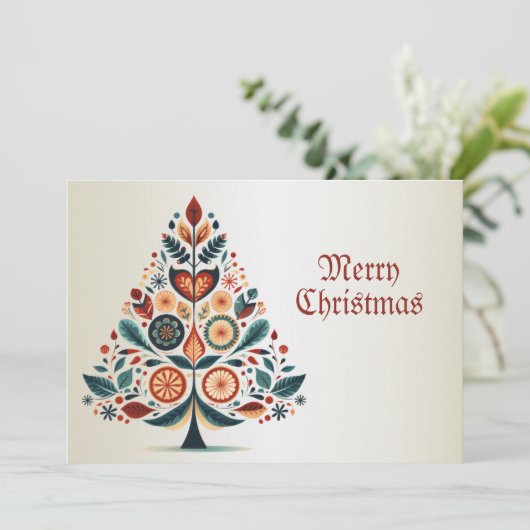 Weihnachten Gruß farbenfrohe Bäume (Stehend Vorderseite)