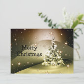 Weihnachten Gruß Goldener Baum Shiny Sparkle Stars (Stehend Vorderseite)