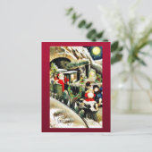 Weihnachten Gruß mit santa Claus Reisen in einem (Stehend Vorderseite)