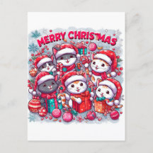 Weihnachten Grüße: Festliche Feline Postkarte