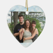 Weihnachten Grüße mit Ihrem Foto Blue Tree Keramik Ornament (Rechts)