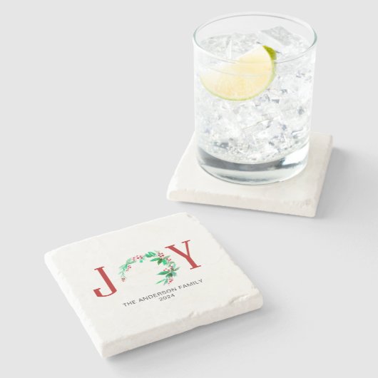 Weihnachten Halbkraut Urlaub Wasserfarbe Steinuntersetzer (Seitenansicht)