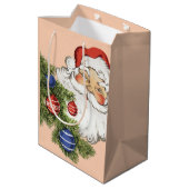 Weihnachten Hallo! Jolly Santa Claus Mittlere Geschenktüte (Rückseite Schrägansicht)