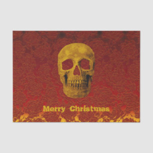 Weihnachten Halloween Gothic Schädel Rot Gold Flor Seidenpapier