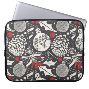 Weihnachten Hand Gezeichnet: Mistletoe Pine Nahtlo Laptopschutzhülle