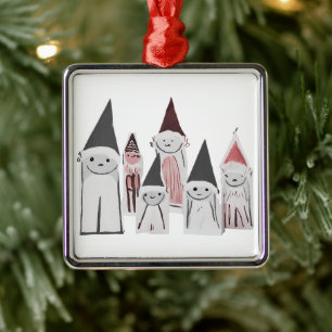 Weihnachten Hand Gezeichnet Niedliche Kleine Buchs Ornament Aus Metall