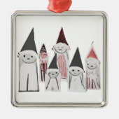 Weihnachten Hand Gezeichnet Niedliche Kleine Buchs Ornament Aus Metall (Vorne)