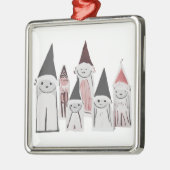 Weihnachten Hand Gezeichnet Niedliche Kleine Buchs Ornament Aus Metall (Links)