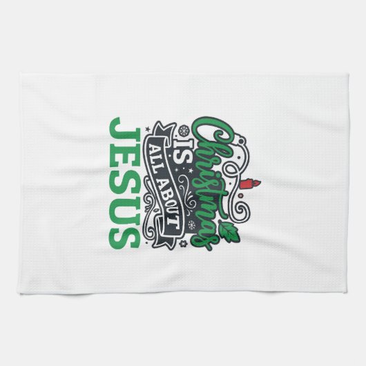 Weihnachten handelt von Jesus Design Geschirrtuch (Horizontal)
