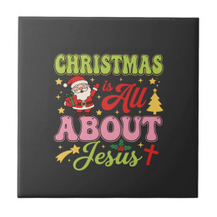 Weihnachten handelt von Jesus Retro Fliese