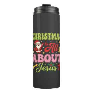 Weihnachten handelt von Jesus Retro Thermosbecher