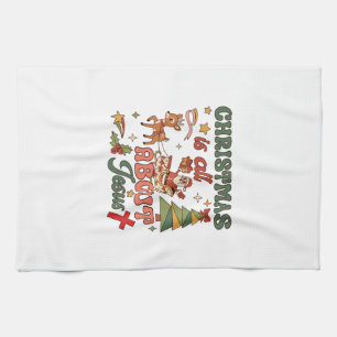 Weihnachten handelt von Jesus, Santa, Schlitten, R Geschirrtuch