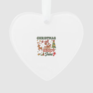 Weihnachten handelt von Jesus, Santa, Schlitten, R Ornament