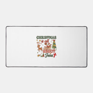 Weihnachten handelt von Jesus, Santa, Schlitten, R Schreibtischunterlage