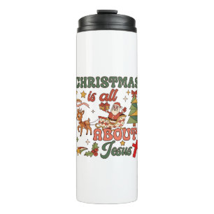 Weihnachten handelt von Jesus, Santa, Schlitten, R Thermosbecher