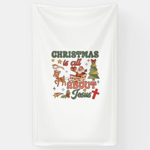 Weihnachten handelt von Jesus Santa Schlitten Rent Banner