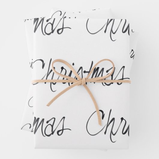 Weihnachten handgeschrieben in schwarzem Wrapping Geschenkpapier Set (Beispiel)