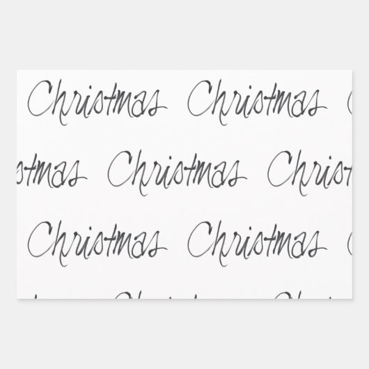 Weihnachten handgeschrieben in schwarzem Wrapping Geschenkpapier Set (Vorderseite)