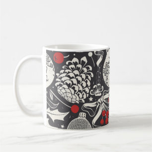 Weihnachten Handgezeichnet: Mistel Kiefern Nahtlos Kaffeetasse