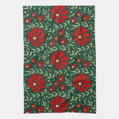 Weihnachten handGezeichnet Rote Blume & Blätter Geschirrtuch (Vertikal)