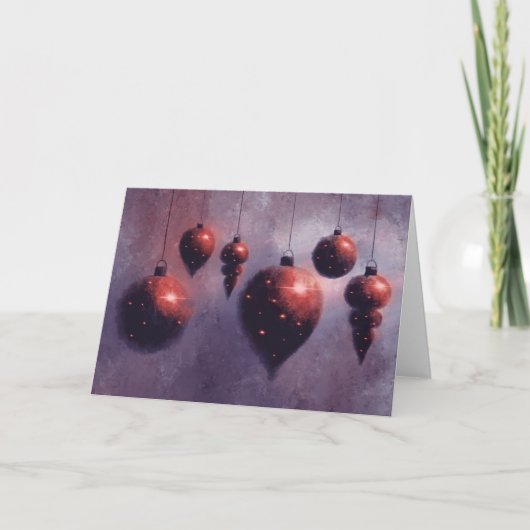 Weihnachten hängen Red Baubles Falted Holiday Card (Vorderseite)