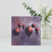 Weihnachten hängt Red Baubles Flat Card (Stehend Vorderseite)