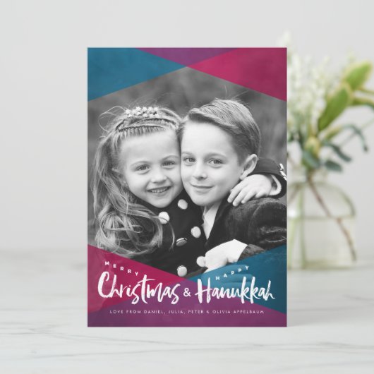 Weihnachten Hanukkah Foto Weihnachtskarten (Stehend Vorderseite)