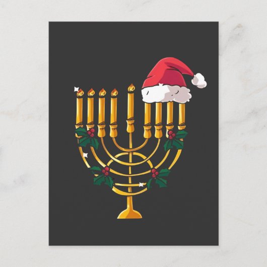 Weihnachten Hanukkah jüdisch Santa Menorah Ankündigungspostkarte (Vorderseite)