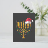 Weihnachten Hanukkah jüdisch Santa Menorah Ankündigungspostkarte (Stehend Vorderseite)