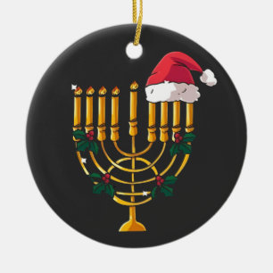 Weihnachten Hanukkah jüdisch Santa Menorah Keramik Ornament