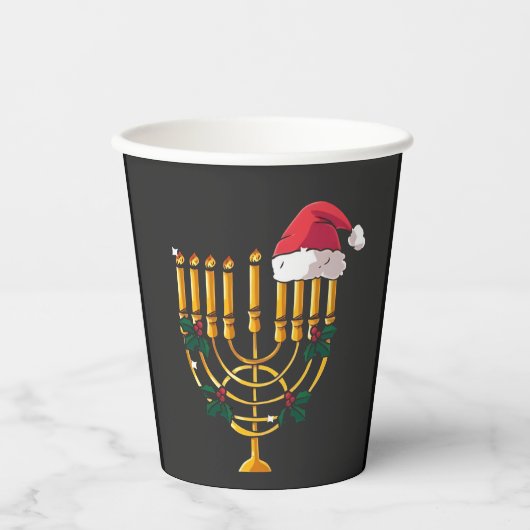 Weihnachten Hanukkah jüdisch Santa Menorah Pappbecher (Vorderseite)