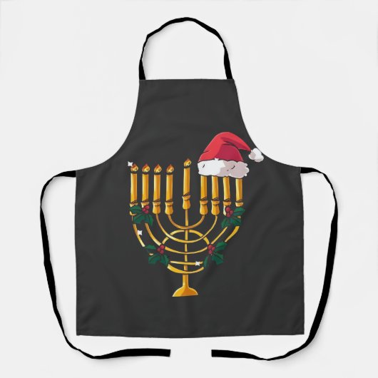 Weihnachten Hanukkah jüdisch Santa Menorah Schürze (Vorderseite)