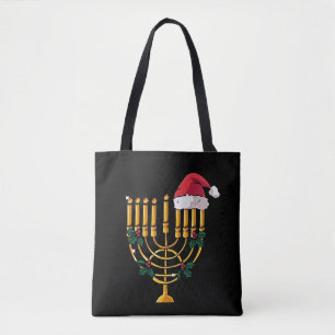 Weihnachten Hanukkah jüdisch Santa Menorah Tasche