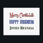 Weihnachten - Hanukkah - Kwanzaa<br><div class="desc">Wünschen Sie allen Freude in dieser Saison mit einer Weihnachtskarte - Hanukkah - Kwanzaa Karte,  T - Shirt oder Tasse!</div>
