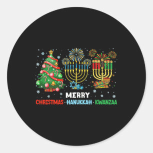 Weihnachten Hanukkah Kwanzaa glückliche Feiertage  Runder Aufkleber