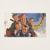 Weihnachten, Happy Family Rodeln Rodelbahn mit Aus (Vorderseite)