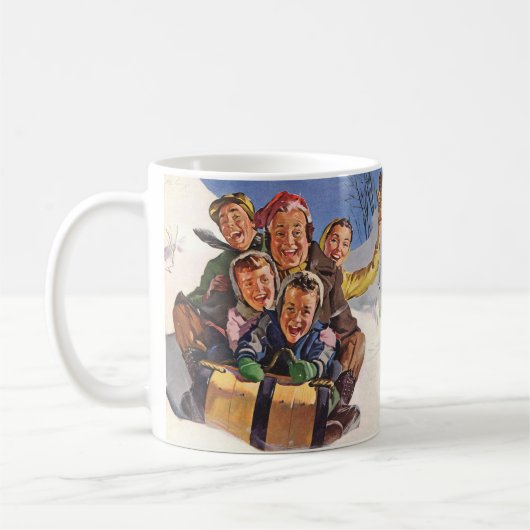 Weihnachten, Happy Family Rodeln Rodelbahn mit Aus Kaffeetasse (Links)