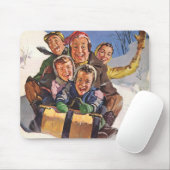Weihnachten, Happy Family Rodeln Rodelbahn mit Aus Mousepad (Mit Mouse)