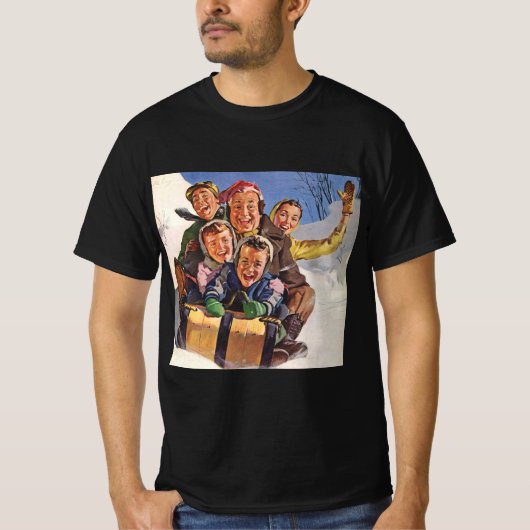 Weihnachten, Happy Family Rodeln Rodelbahn mit Aus T-Shirt (Vorderseite)