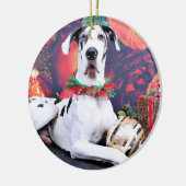 Weihnachten - Harlekin-Deutsche Dogge - Baron Keramikornament (Links)