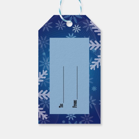 Weihnachten hässlich Pullover Rot-blaue Schneefloc Geschenkanhänger (Rückseite)