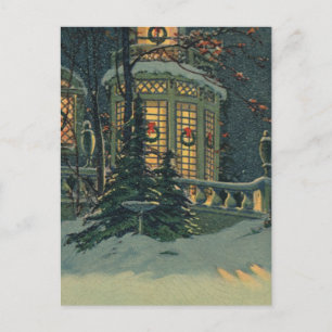 Weihnachten, Haus mit Kränen in Windows Feiertagspostkarte