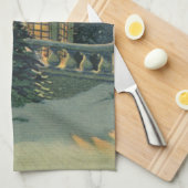 Weihnachten, Haus mit Kränen in Windows Geschirrtuch (Viertel Falte)