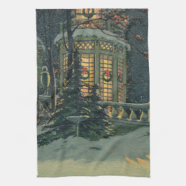 Weihnachten, Haus mit Kränen in Windows Geschirrtuch