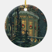 Weihnachten, Haus mit Kränen in Windows Keramikornament (Hinten)